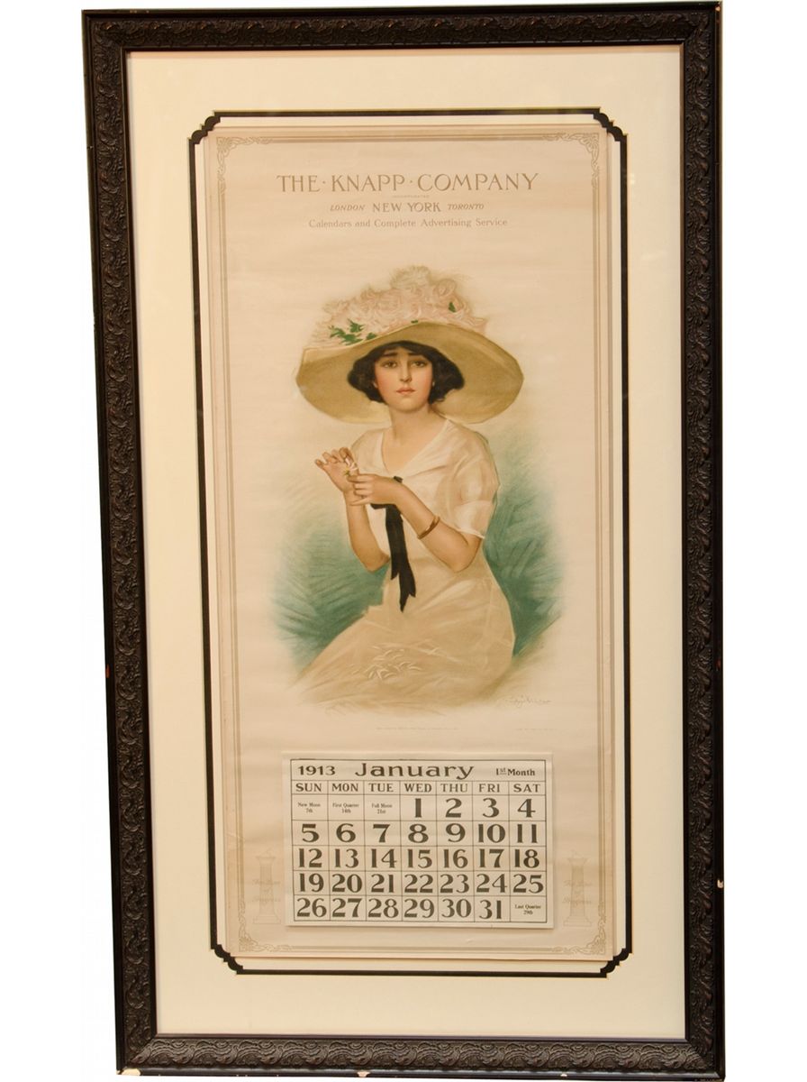Heart's Desire 1913 Advertising Calendar w/ Woman in