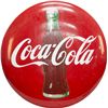 Image 1 : Coca-Cola w/Bottle Picture Porcelain Button Sign, Red
