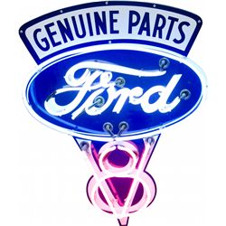 FORD Logo Contemporary Neon Sign "Genuine Parts", Blue