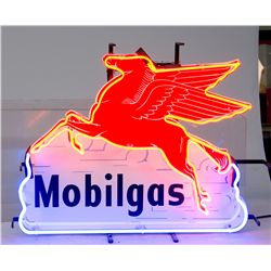Mobilgas Contemporary Neon Sign w/ Red Pegasus and Cl