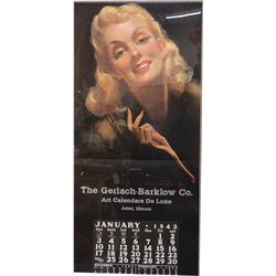 Blonde Pinup Calendar January 1943 in Frame