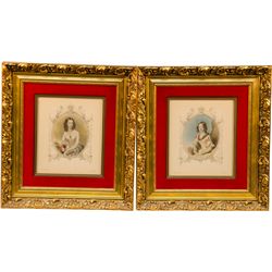 Lot of 2 Engravings of Ladies: