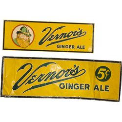 Lot Of 2 Vernor's Ginger Ale Signs: