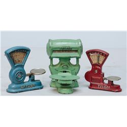 Lot of 3 Salesman Cast-Iron Sample Scales: