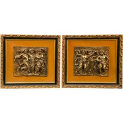 Lot of 2 Bronze Plaques Mounted in Matching Frames