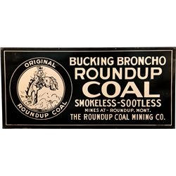 Bucking Broncho Roundup Coal Cardboard Sign c1918,