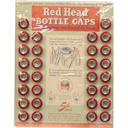 Vintage Store Counter "Red Head Bottle Caps" Easel Back