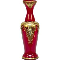 Vintage Ornate Red Glass Vase