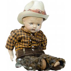 Antique Child's Doll Dressed In Cowboy Attire