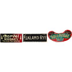 Lot Of 3 Whiskey Related Reverse On Glass Signs: