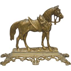 Ornate Yellow Bronze Figural Horse Statue