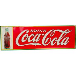 Vintage Drink Coca Cola Embossed Tin Sign c1936