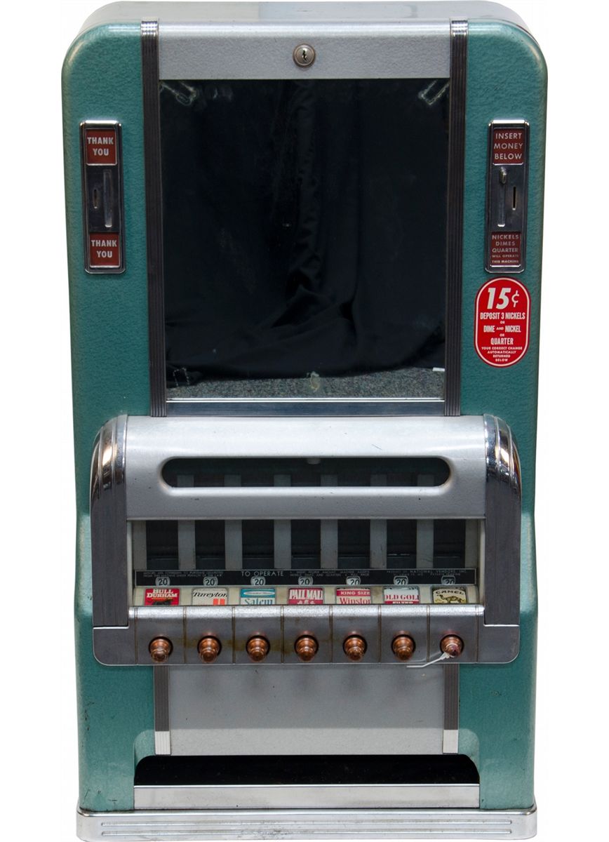 Vintage Coin-Op Cigarette Pack 7-Column Vending Machine