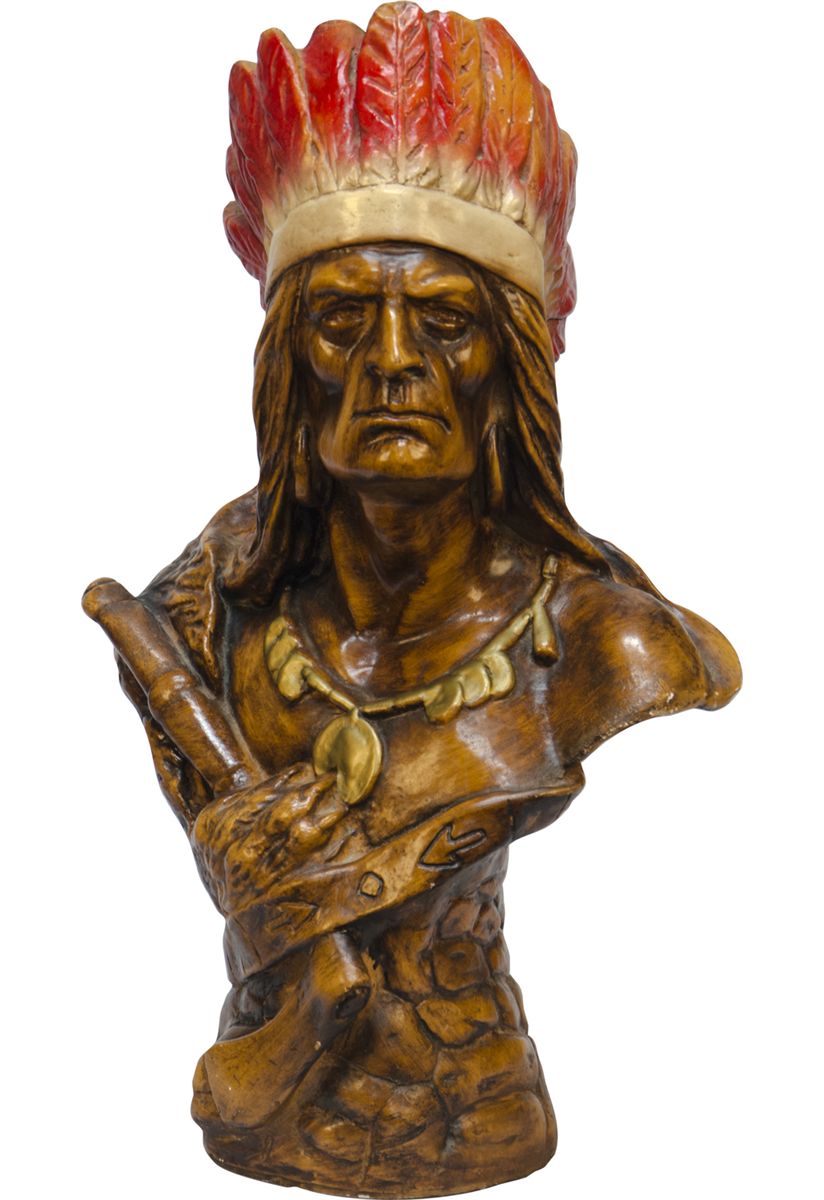 Cigar Store Plaster Figural Indian Bust