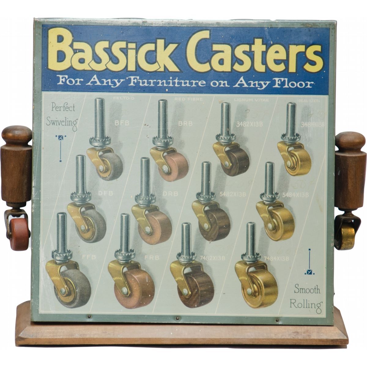 The Bassick Company Casters Vintage Tin Counter Adverti