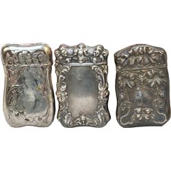 Lot Of 3 Antique Sterling Silver Art Nouveau Match Safe