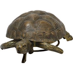 Early Flip-Top Figural Turtle Spittoon