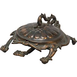 Early Flip-Top Figural Dragon Spittoon
