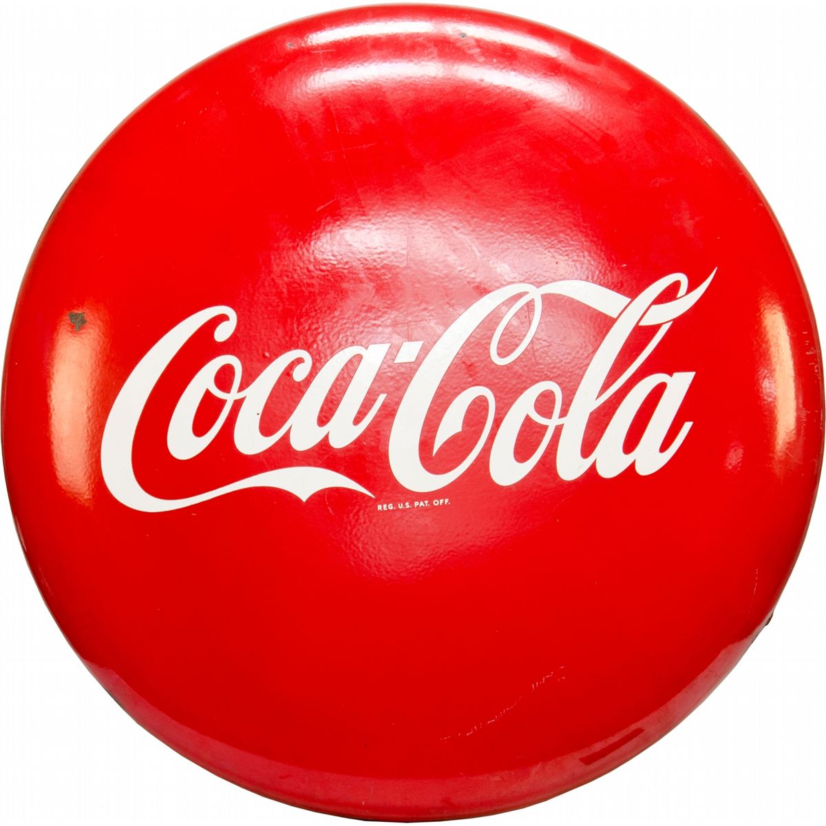 Coca-Cola Porcelain Button Sign, Red - 36