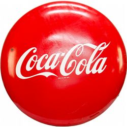 Coca-Cola Porcelain Button Sign, Red - 36" Diameter