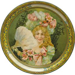 Round Tin Serving Tray Featuring Fancy Lady