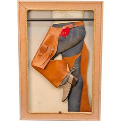 3-D Cowgirl In Jeans, Chaps & Cowboy Boots Display Fram