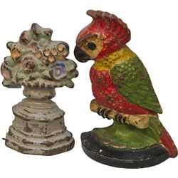 Lot Of 2 Vintage Cast-Iron Figural Door Stops: