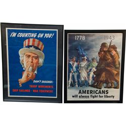 Lot Of 2 Vintage War Posters In Frames: