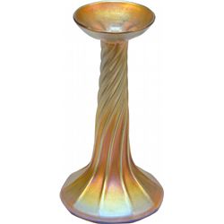 Tiffany Gold Iridescent Favrile Glass Candlestick