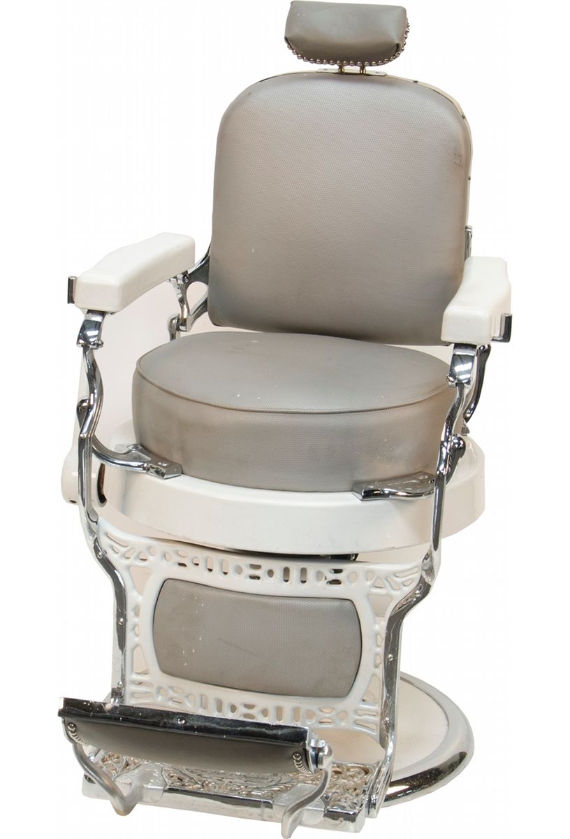 Koken White Porcelain Round Seat Barber Chair