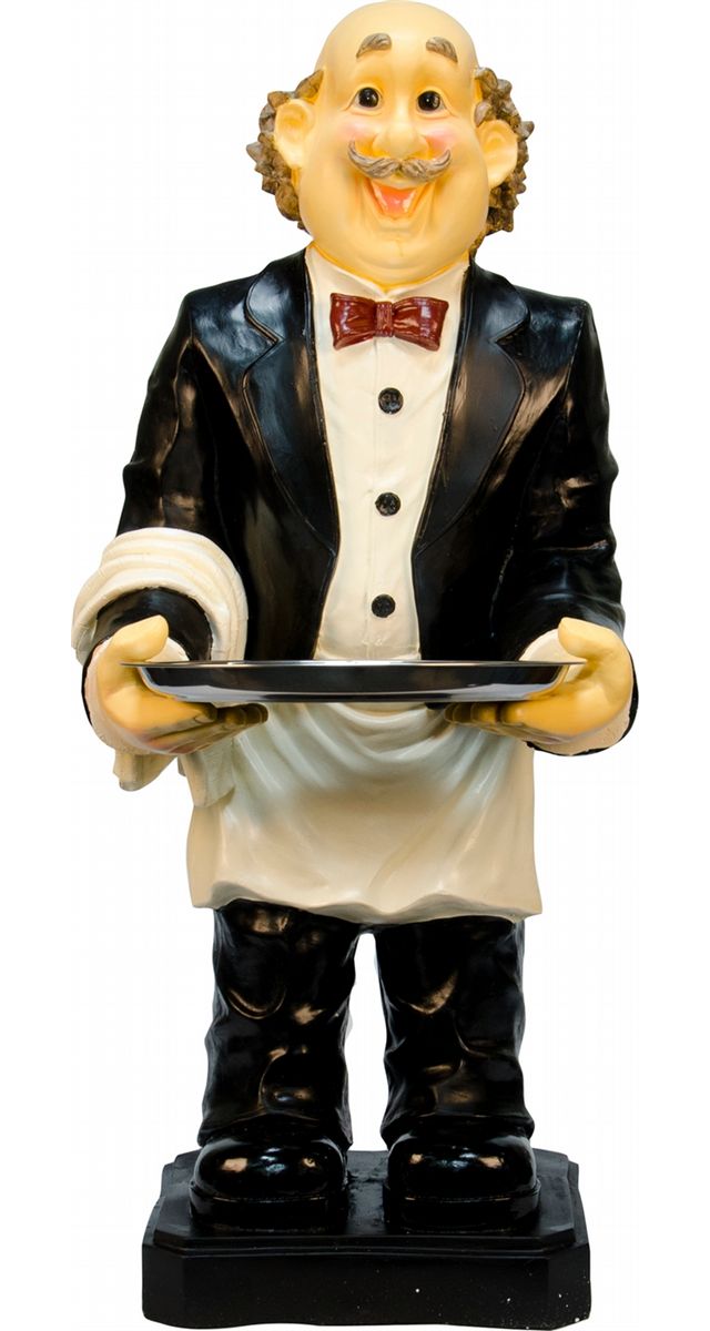 Molded Resin Figural Butler w/ Tray Statue