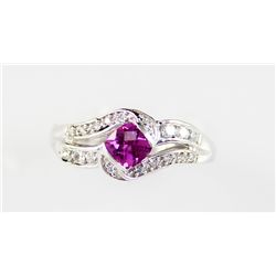 Sterling Platinum .66ctw Ruby Diamond Ring