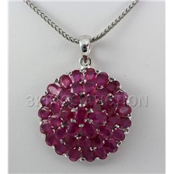 57.31CTW Pretty Cluster of Pink Ruby Silver Pendant