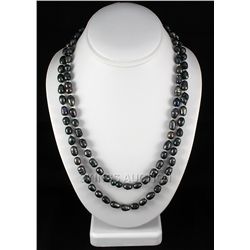 445.49CTW 46" BLACK LONGSTRAND FRESHWATER PEARL NECKLAC