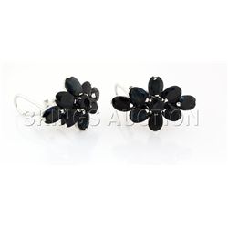 Natural Sapphire 40.44CTW Silver Flower Earring