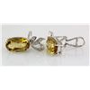 Image 2 : 29.81CTW Big Stone Yellow Topaz Silver Earring