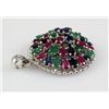 Image 2 : 48.16CTW Multi-color Precious Stone Silver Pendant