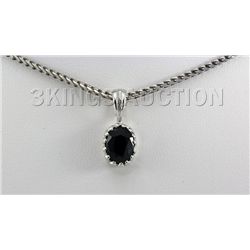 7.61CTW Simple Oval Blue Sapphire Silver Pendant
