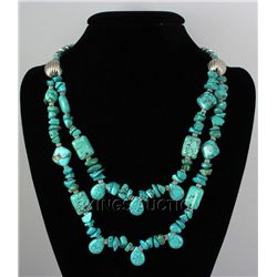 Natural 591.00ctw Turquoise Sterling Silver Necklace