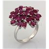 Image 1 : 35.91CTW Flower Cluster Pink Ruby Silver Ring