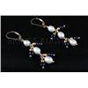 Image 2 : 23.64CTW 1.0in. WHITE&BLUE DANGLING FRESHWATER EARRING