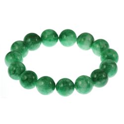 293.5ctw Natural Green Jade Round Beads Bracelet