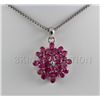 Image 1 : 26.08CTW Flower Cluster Pink Ruby Silver Pendant