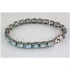 Image 1 : Beautiful 81.66CTW Blue Zircon Silver Bracelet