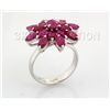 Image 1 : 25.36CTW Flower Cluster Pink Ruby Silver Ring
