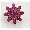 Image 2 : 25.36CTW Flower Cluster Pink Ruby Silver Ring