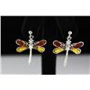 Image 1 : Sterling Amber Deagonfly Earring