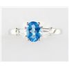 Image 1 : 10K Aquamarine Diamond Ring .86 ctw