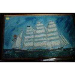 PRIMATIVE PAINTING ON SHIPS CANVAS - AFRON AL...