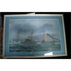 GOACHE PAINTING - 'COASTER S.S. BIRKER FORCE'...